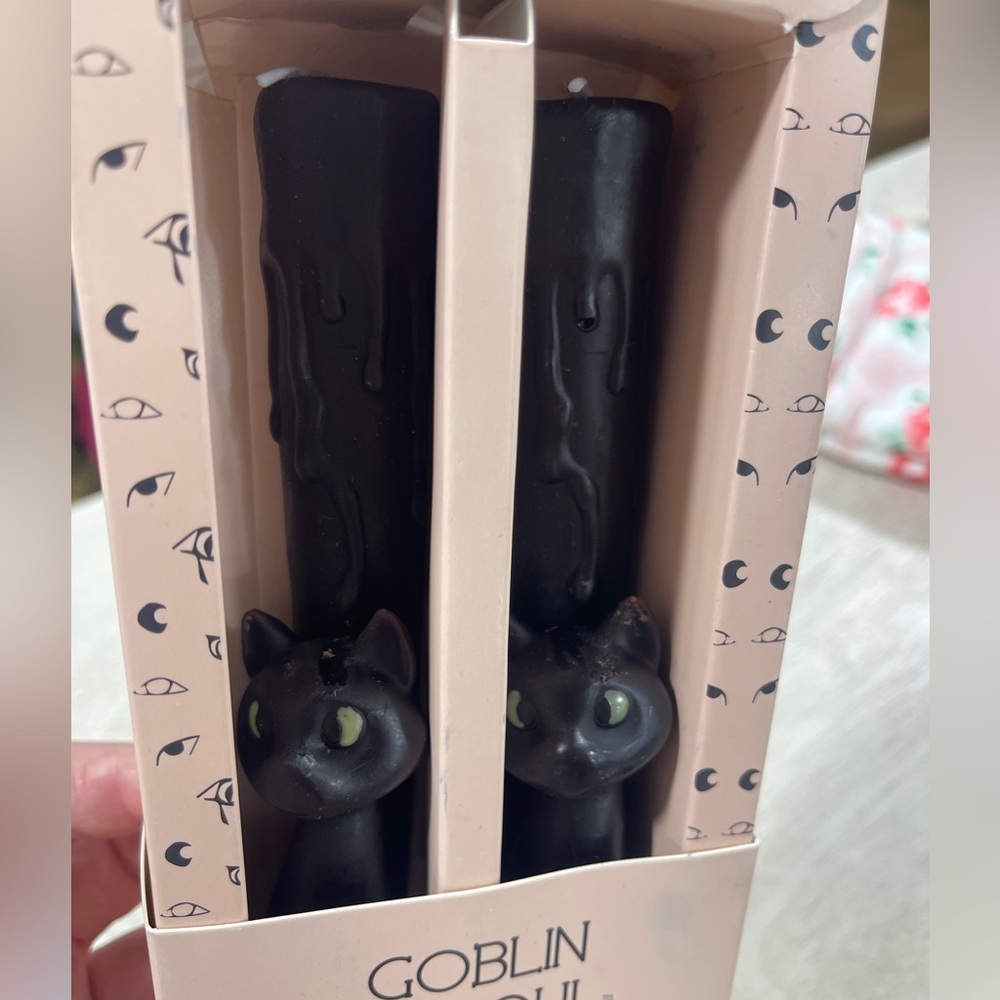 Halloween Black Cat Taper Candle Set of 2 Goblin & Ghoul NWT